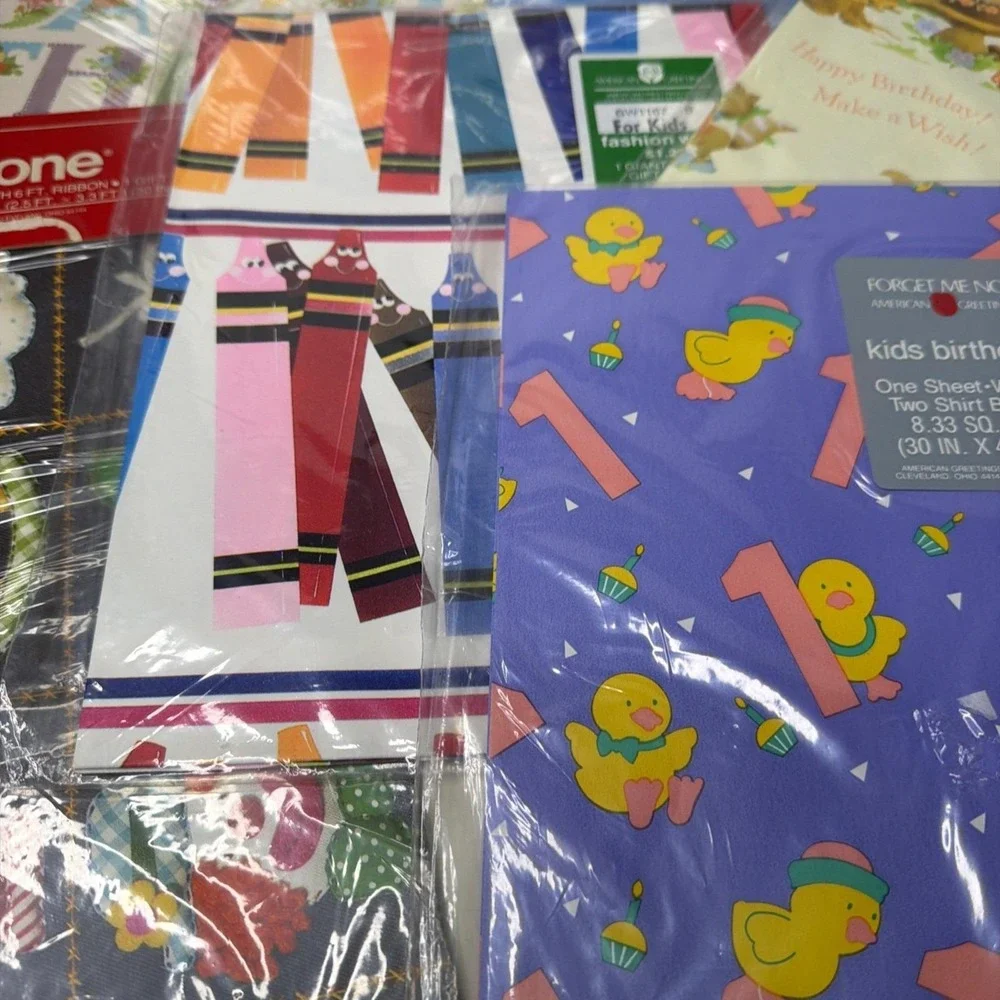 Lot Of Vintage Wrapping Paper Sheets Multiple Occasions 70s 80s Mickey/Clowns